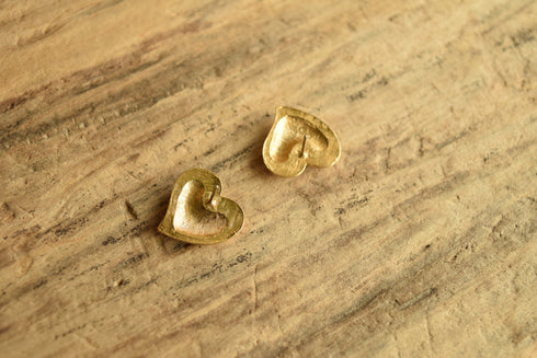 Hammered Golden Heart Earrings